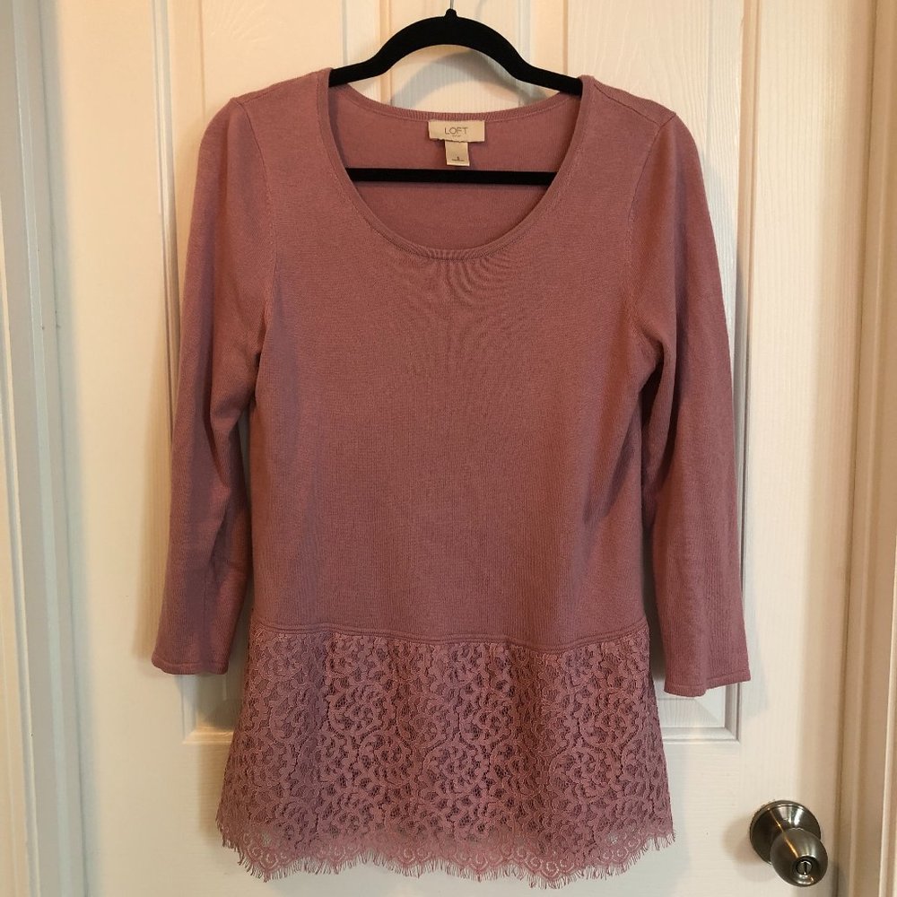 Loft Peplum Sweater with Lace Detail